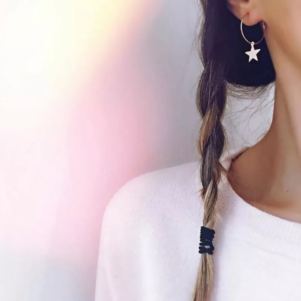 Thin + Dainty Gold Star Hoop Earring
